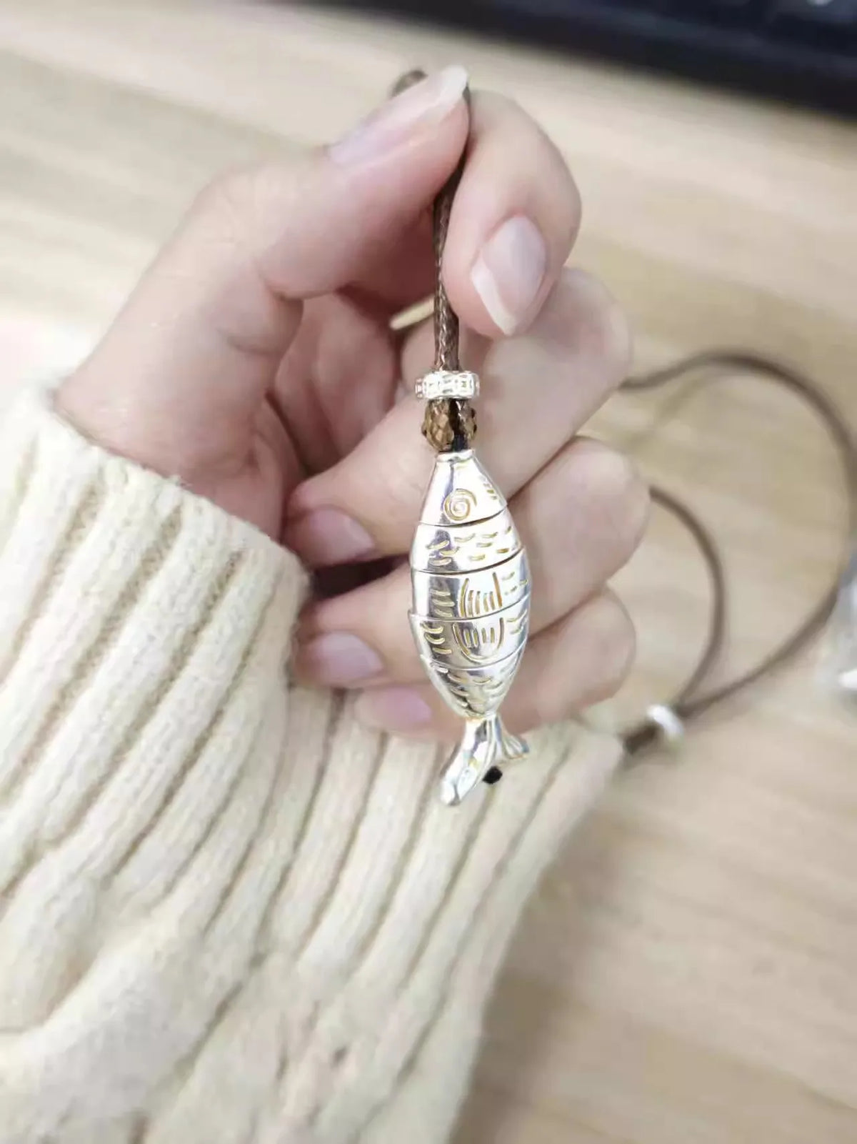 Boho Vintage Men necklace Adjustable Genuine Leather Cord Necklace fish Pendant Long charm Necklace Gift handmade jewelry