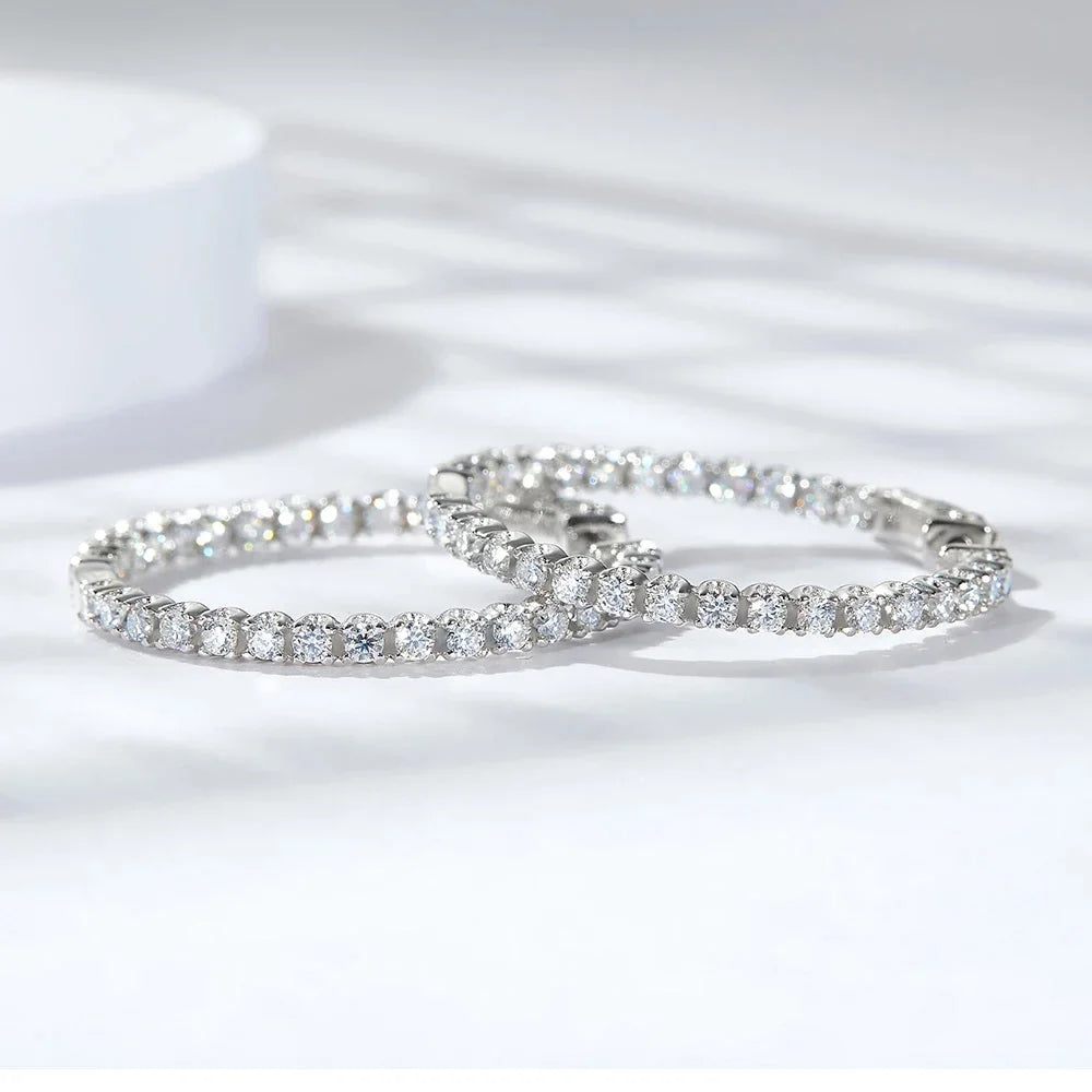 Serenity 2.5mm D Color Moissanite Earrings Women Wedding Bridal 100% S925 Sterling Silver Hoop Earrings Plated 18K Fine Jewelry - Madeinsea©