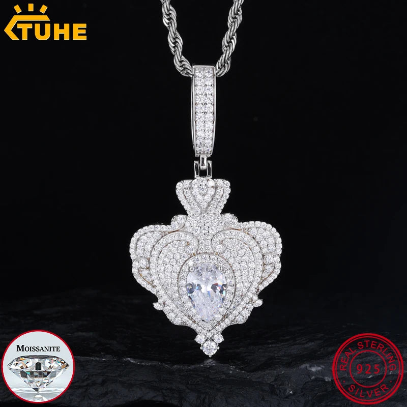 TUHE Unisex High Quality D VVS Moissanite Iced Out Pendants Hip Hop Jewelry