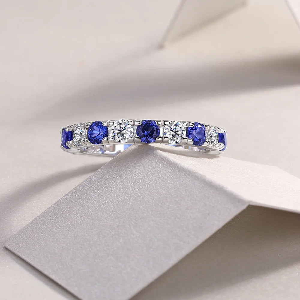 Serenity 3mm D Color Moissanite Rings Women Anniversary Gift S925 Sterling Silver Rings Sapphire Ruby Emerald Bands Fine Jewelry - Madeinsea©