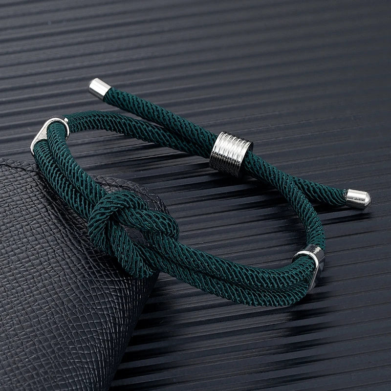 MKENDN Mode Paar verstellbar Faden Seil Armband Edelstahl minimalistischen Herren Frauen rot konzentrischen Knoten Liebhaber Schmuck