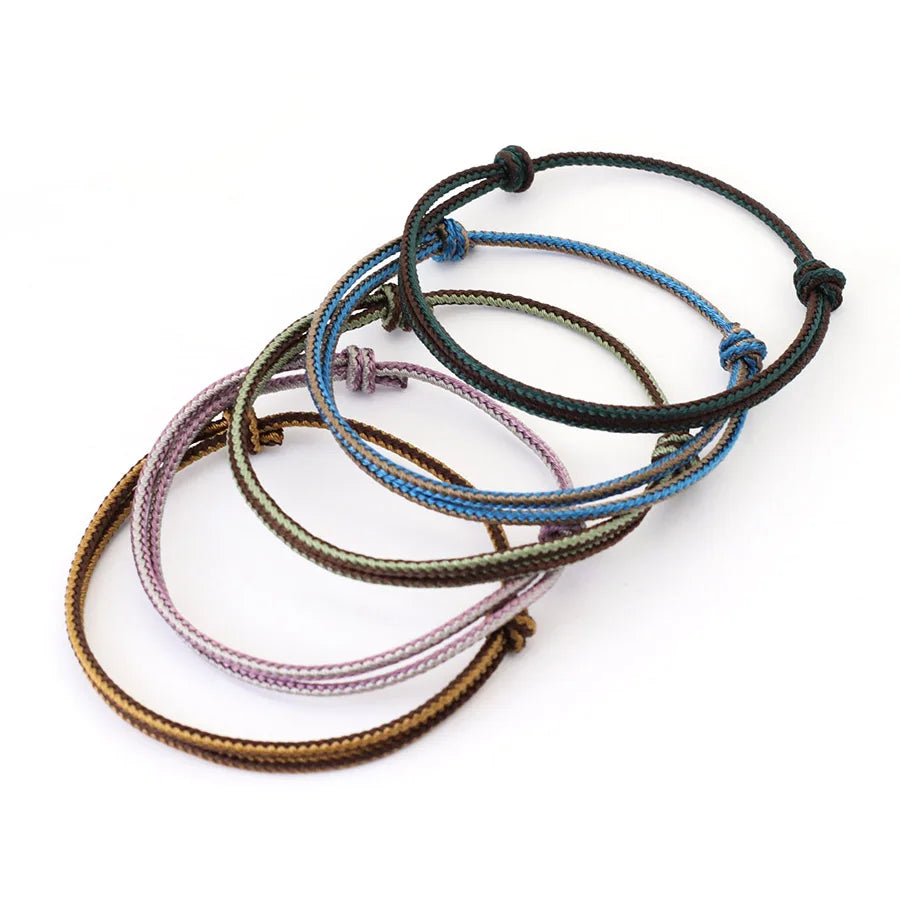 Simple Style Grade A 2mm Thin String Bracelet For Men Handmade Adjustable Bohemia Lucky Amulet Braclet Gifts For Him Pulseria