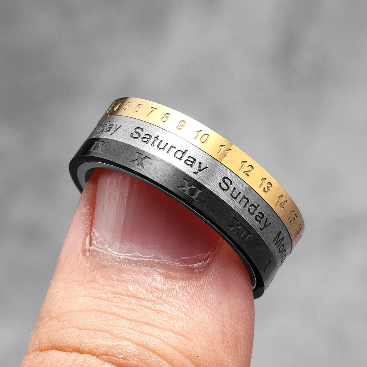 Bague de date en acier inoxydable 316L pour homme, anneau de temps créatif, simple et rotatif, luxe pour couple, ami, bijoux masculins, cadeau, livraison directe