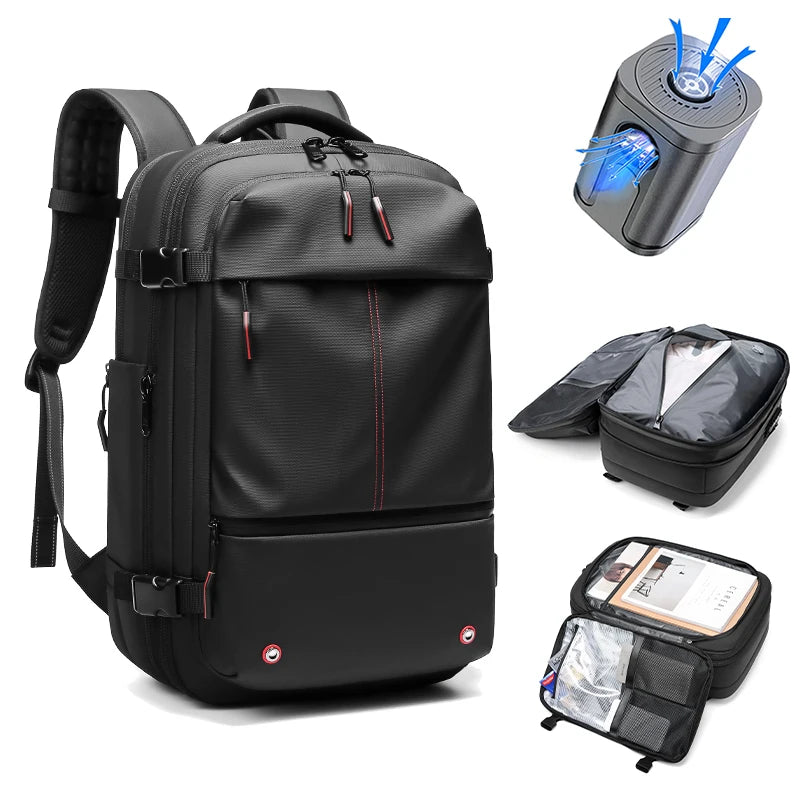 Herren Reiserucksack Vakuumkompression 17 Zoll Laptop-Rucksack Business Großraum Schulrucksack Erweiterter Wanderrucksack
