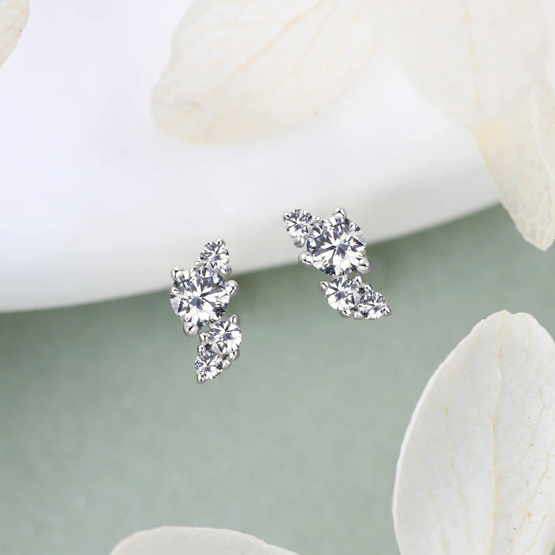 OXTAO D Color Moissanite Butterfly Stud Earrings for Women 925 Silver Wedding Fashion Jewelry Gift with GRA Certificate
