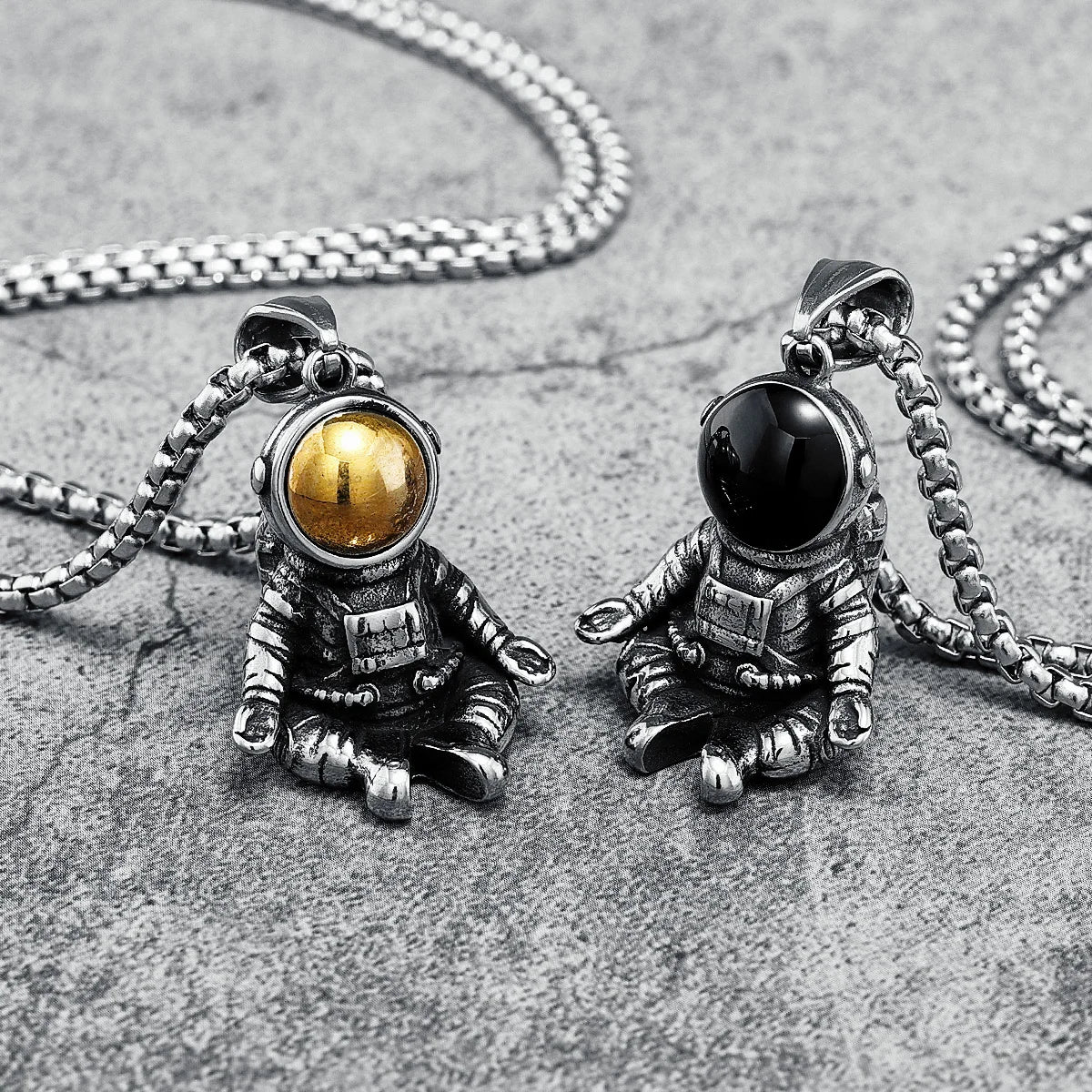 Meditate Astronaut Halsketten Edelstahl Männer Swaggy Niedlich Hip Hop Rap Anhänger Kette Party für Freund Paar Schmuck Bestes Geschenk