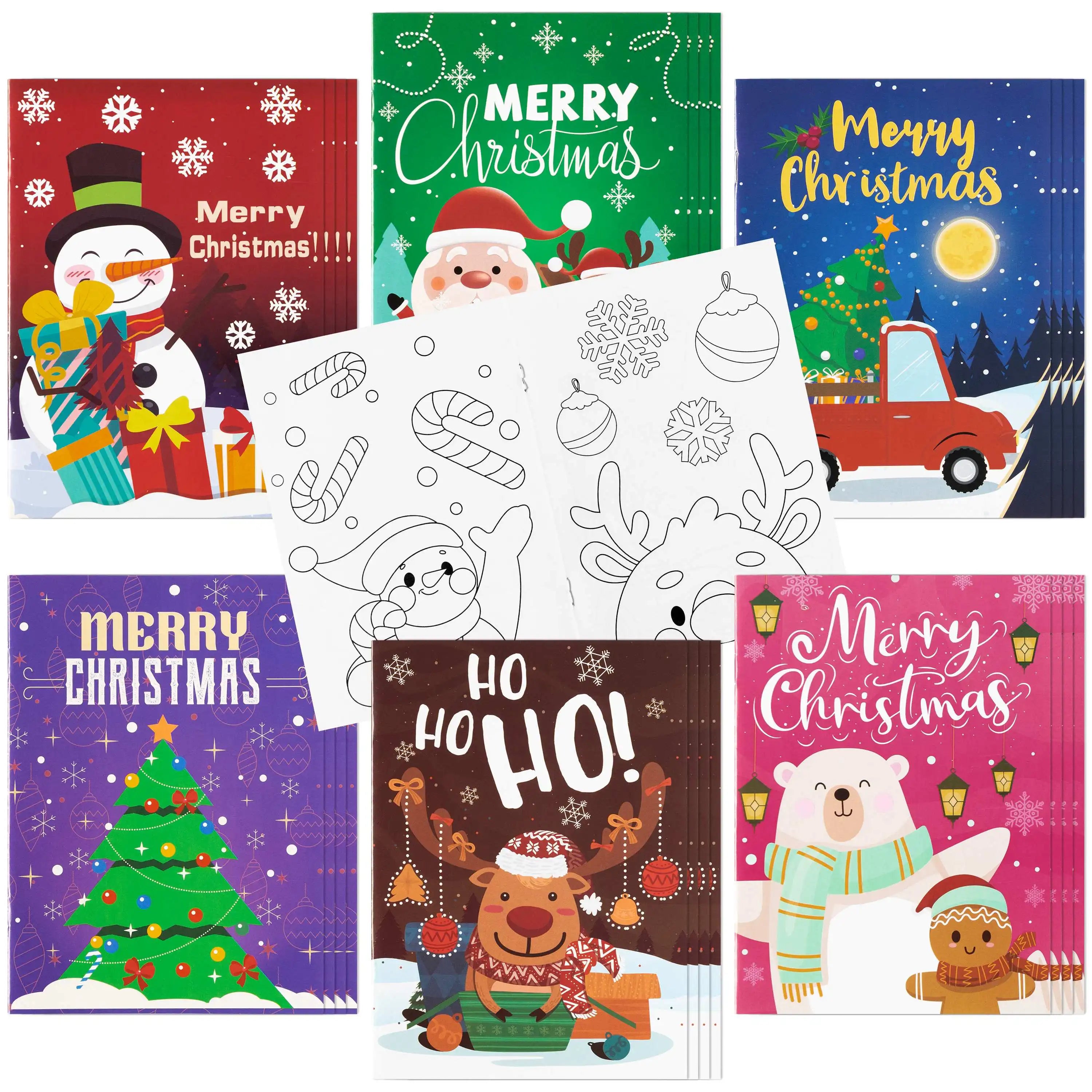 Livre de coloriage de Noël à faire soi-même, 24 cartes pendentifs, décoration de sapin de Noël, livre de coloriage fait main, carte cadeau à colorier, message