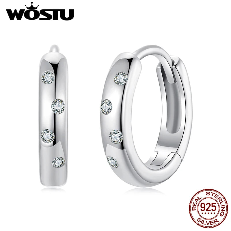 WOSTU D Color Moissanite Hoop Earrings Round Cut Lab Diamond 925 Sterling Sliver Bubbles Ear Clip for Women Mother's Day Gifts