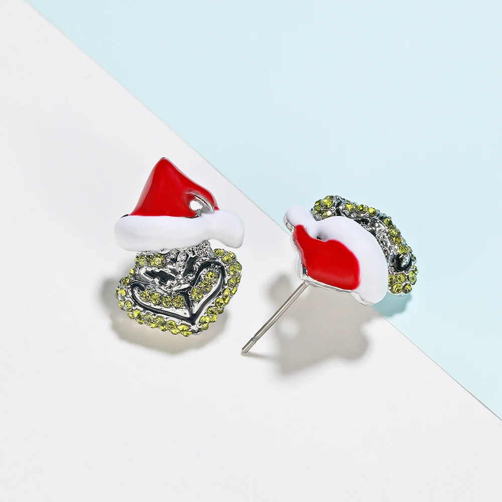 Rongwo Halloween-Ohrstecker mit Weihnachtskristallen, Cartoon-Motiv, luxuriös, glänzend, Geister-Albtraum-Schmuck, Ohrringe für Frauen und Mädchen