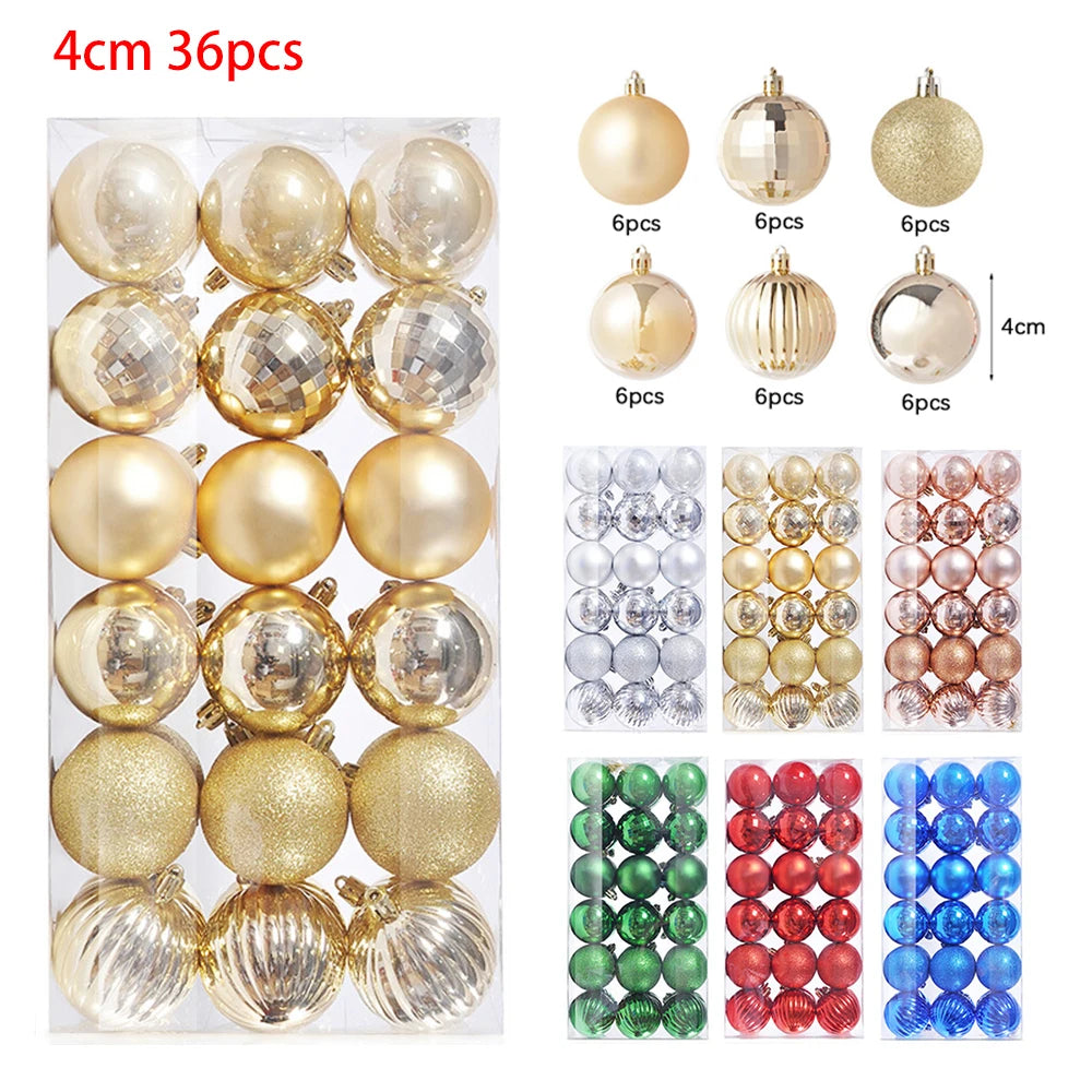 3/4Cm Christmas Ball Decoration Christmas Tree Ball Ornament Pendant Hanging Decor Merry Christmas Decoration Home New Year 2024
