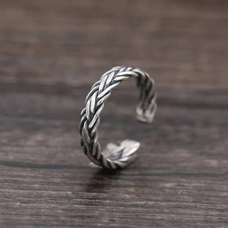 Retro Hemp Twine Rope Ring For Men Punk Gothic Rock Hiphop Open Ring Unisex Accessories Handmade Designer Jewelry Gift For Lover