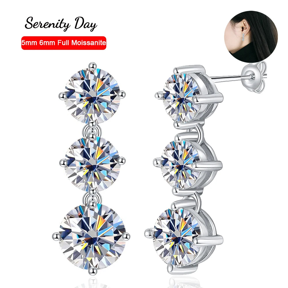 Serenity 3.6ct D Color Moissanite Earrings For Women 100% S925 Sterling Silver Plated 18K Tassel Drop Earrings Fine Jewelry GRA - Madeinsea©