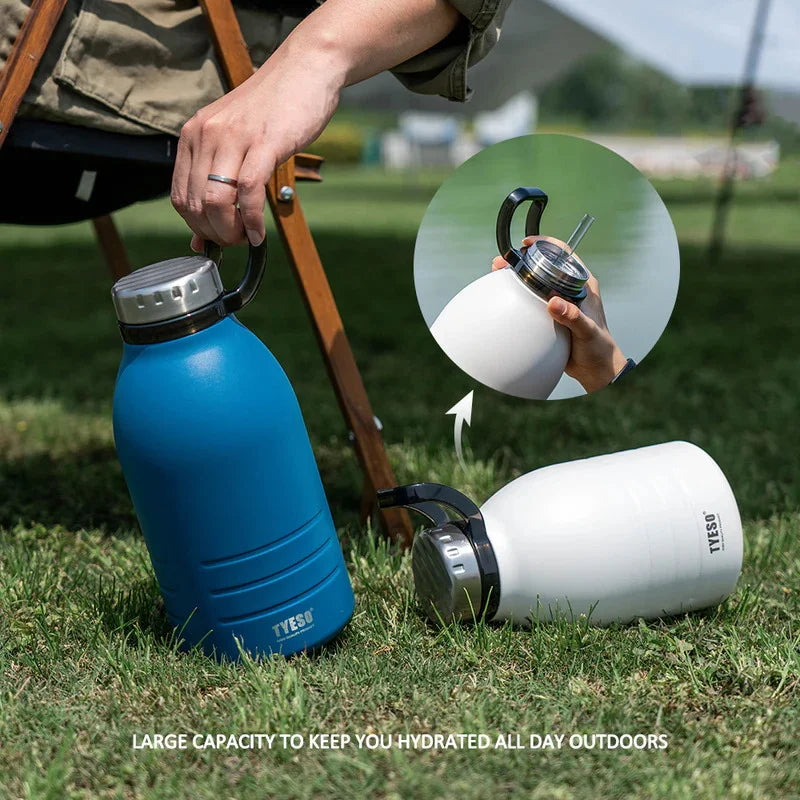 TYESO Stainless Steel Insulated Water Bottle Portable Wide Mouth Thermos for Outdoor Sports Camping & Gym Leak-Proof & Durable