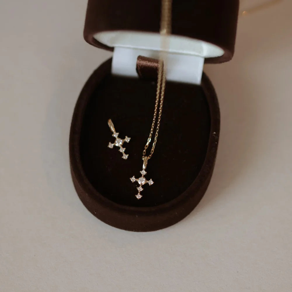 Mini Inlay Zircon Cross Pendant 925 Sterling Silver Necklace for Women Exquisite Sweet Wedding Party Jewelry Accessories