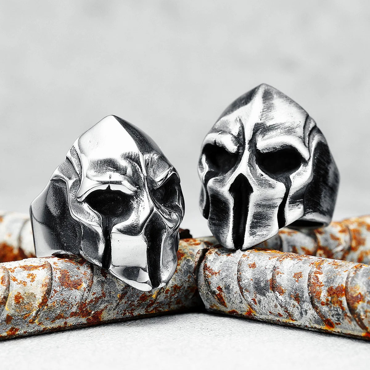 Spartan Warrior Men Rings 316L Stainless Steel Retro Sparta Rock HipHop Party for Biker Rider Male Boyfriend Jewelry Best Gift