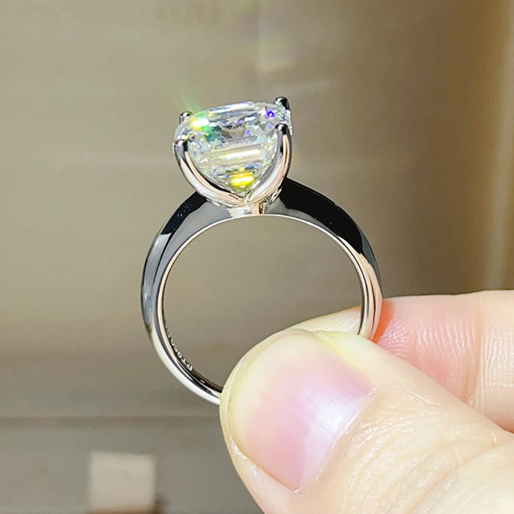 Serenity 2ct 3ct 5ct Asscher D Moissanite Rings for Women Solid s925 Silver Square Lab Diamond Eternity Rings Plated 18K Jewelry - Madeinsea©