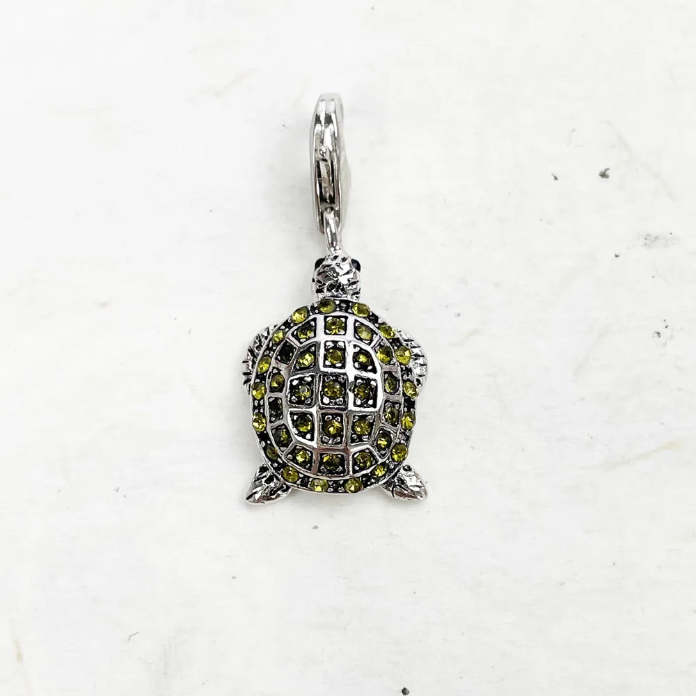 Charms Anhänger Grüne Schildkröte Zirkon Steine 925 Sterling Silber Schmuck Zubehör Fit Armband Halskette Feine Bijoux Geschenk Für Mann