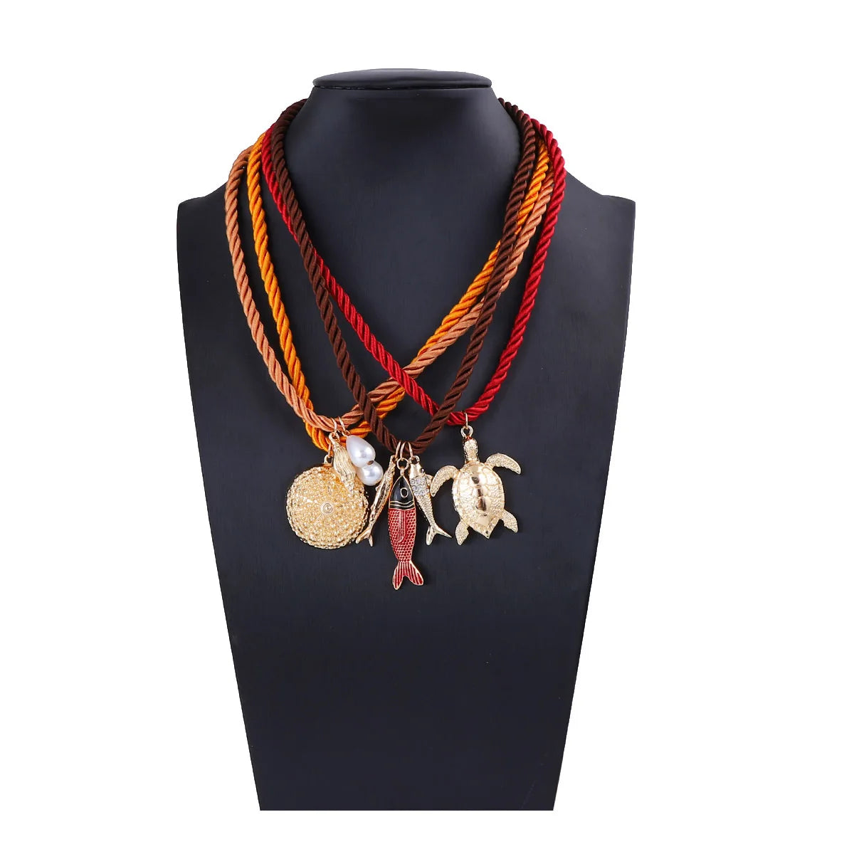 ZAA Summer Personalized Trend Colorful Rope Alloy Animal Pendant Necklace
