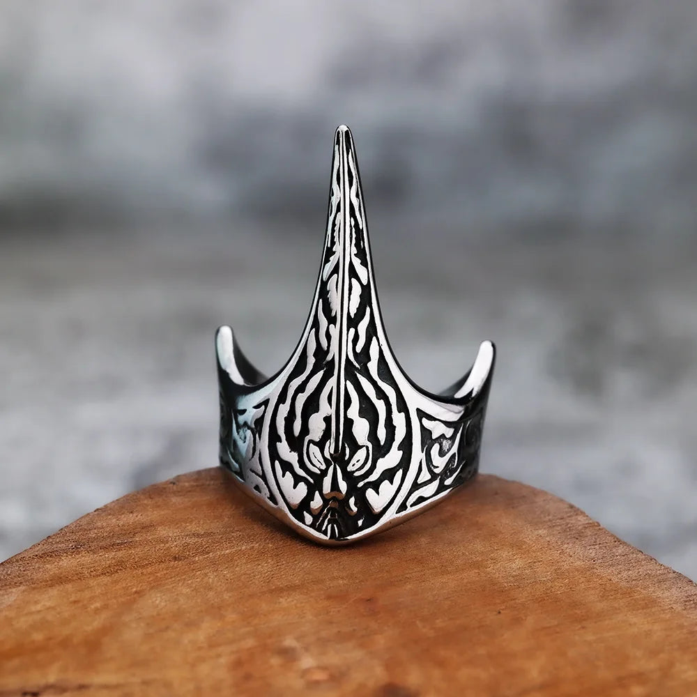 Retro Flame Emblem Odin Crow Ring For Men Silver Color Punk Gothic Adjustable Ring Handmade Biker Jewelry Accessories Man Gift