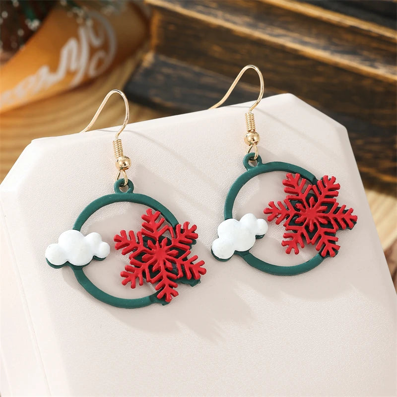 Fashion Christmas Snowflake Earrings For Women Cute Trendy Xmas Tree Colorful Bells Bow Knot Piercing Earring Party Jewelry Gift