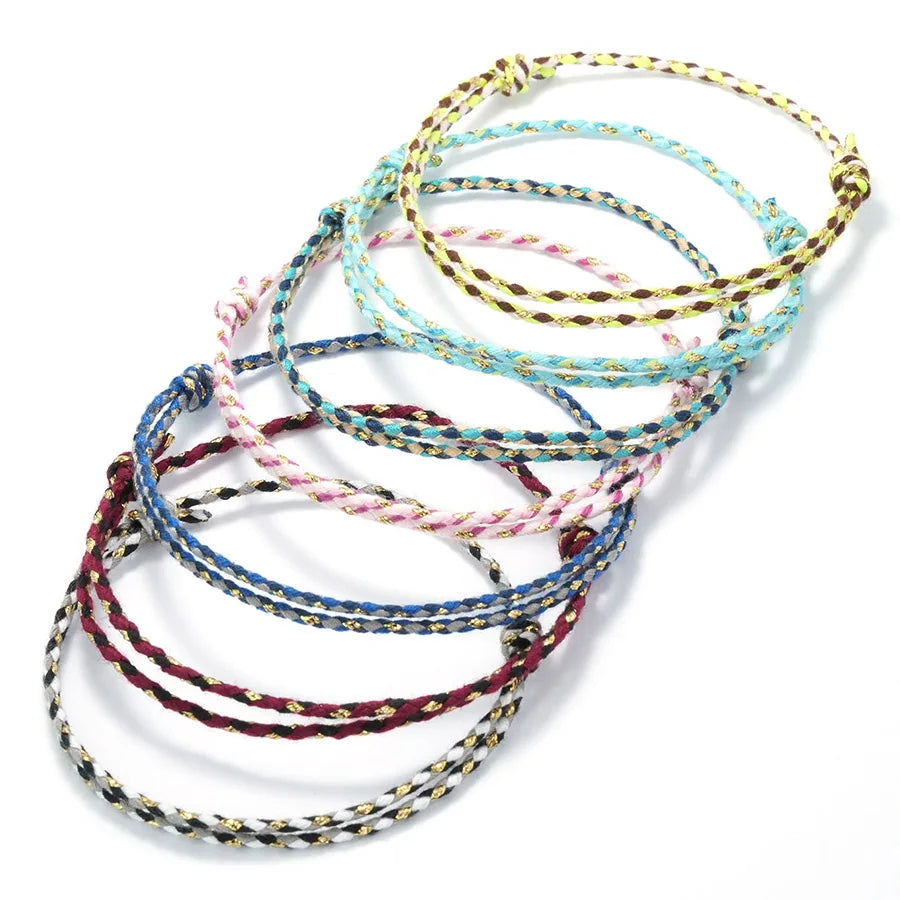 Minimalist 2mm Thin String Bracelet Unisex Handmade Weaven Adjustable Lucky Chinese Cord Tibetan Braslet Casual Pulseria Joias