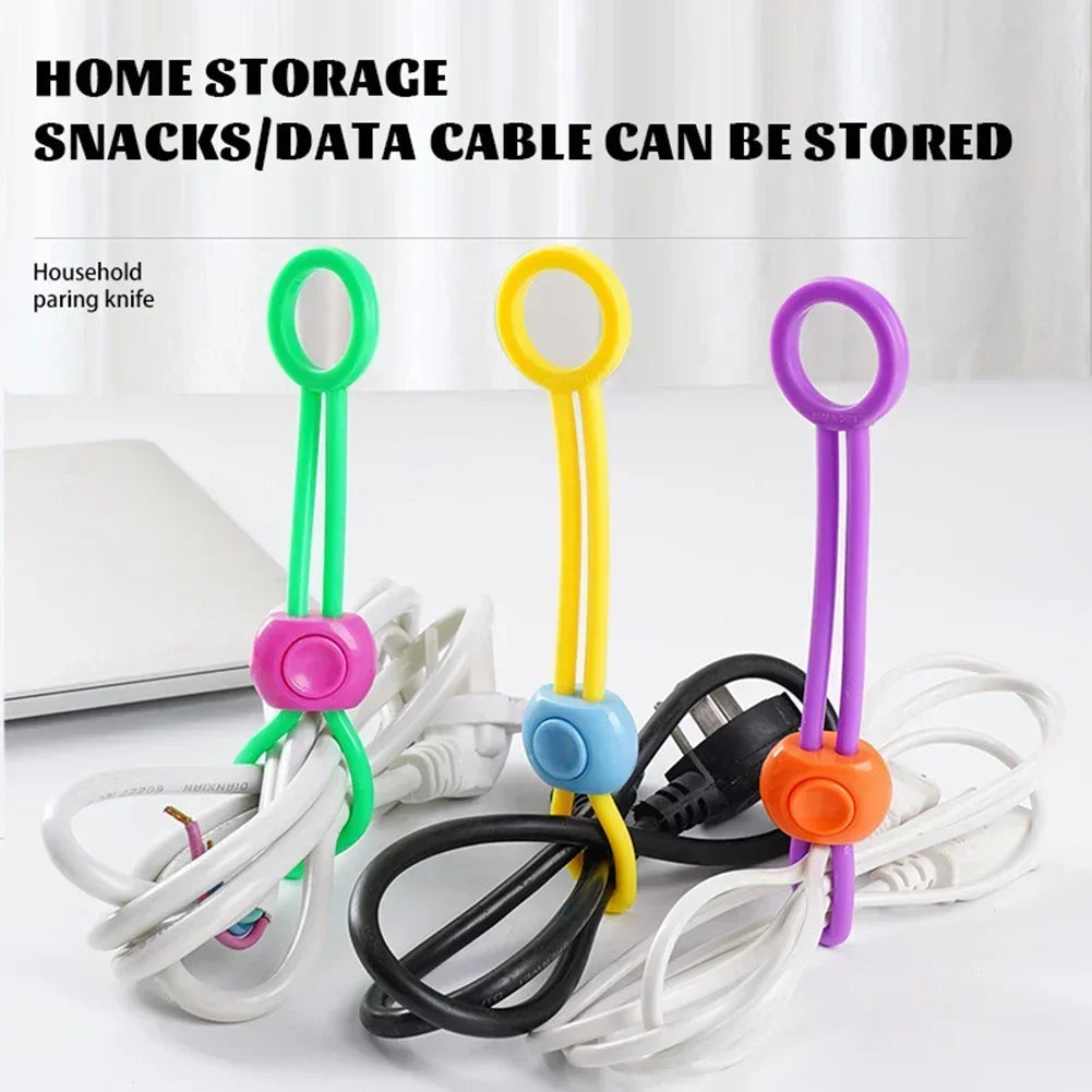 Upgraded Snack Bag Sealing Strap Food Bag Clips Multi-Purpose Sealer Reusable Cable Ties for Home Kitchen Office