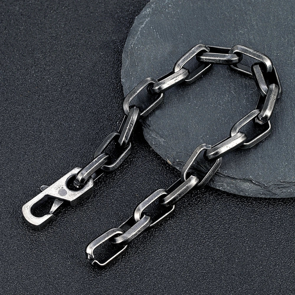 MKENDN Locomotive Vintage Oxidized Black Chain Link Men Bracelet Punk Stainless Steel Motorcycle Bracelets Male Jewelry Gifts - Madeinsea©