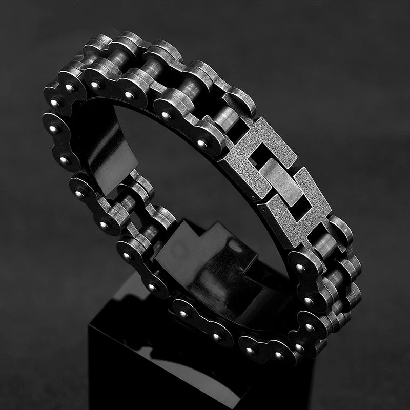 MKENDN Locomotive Men Punk Rock Bicycle Chain Bracelet Wristband Fashion Stainless Steel Motorcycle Bracelets Male Pulseira - Madeinsea©