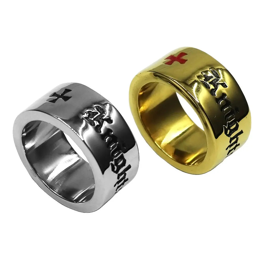 Fashion Knights Templar Ring Stainless Steel Religious Jewelry Classic Black Red Crusade Cross Mens Biker Ring SWR1045A