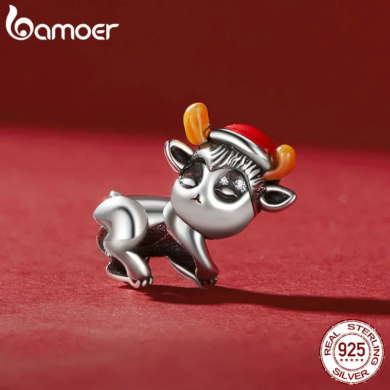 Sterling Silver Luminous Elk Charms Deer Beads for Women Bracelet & Bangle DIY Christmas Gift Fine Jewelry - Madeinsea©