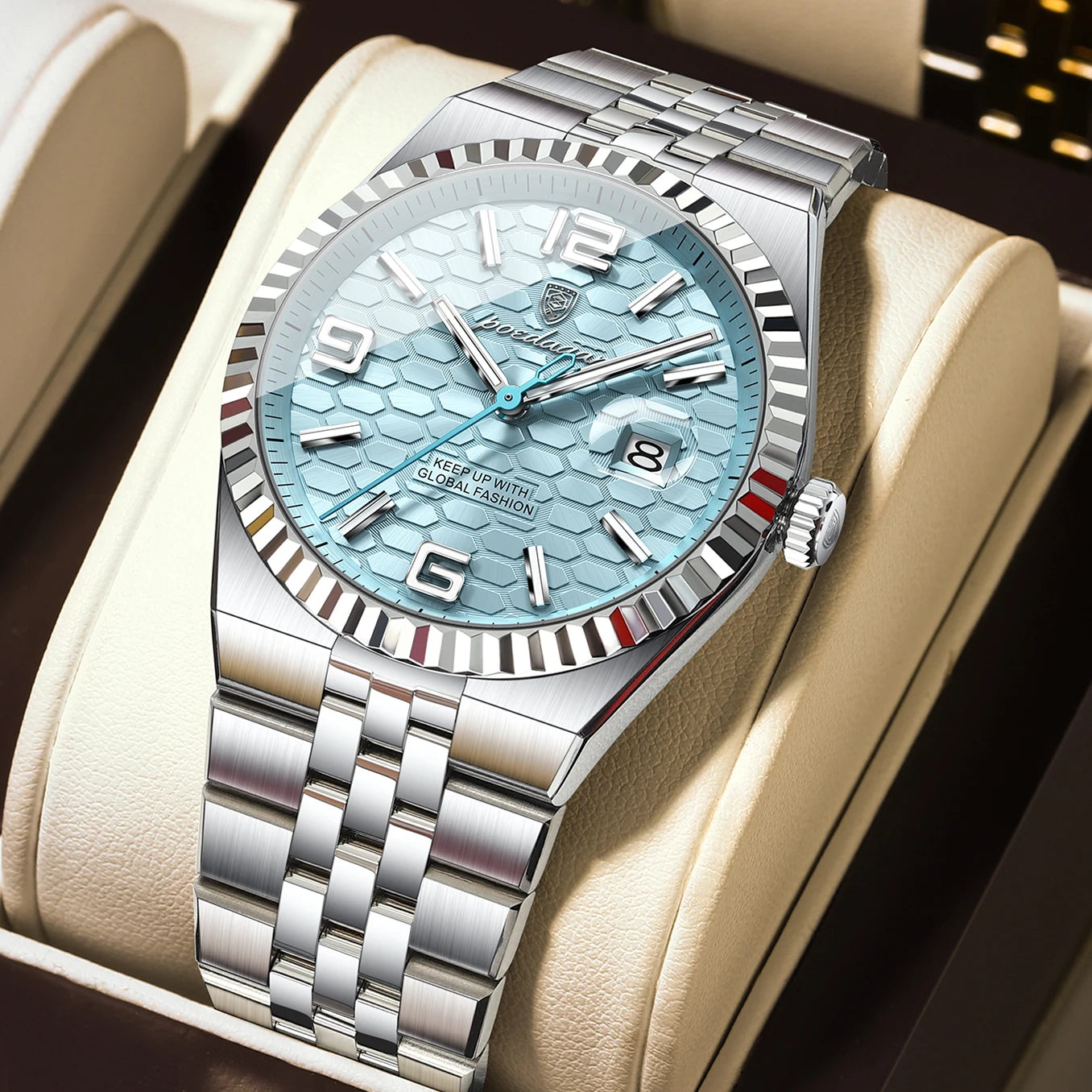 POEDAGAR High Quality Original Men Clock Waterproof Luminous Date Luxury Man Watch Stainless Steel Quartz Men's Watches Male+Box