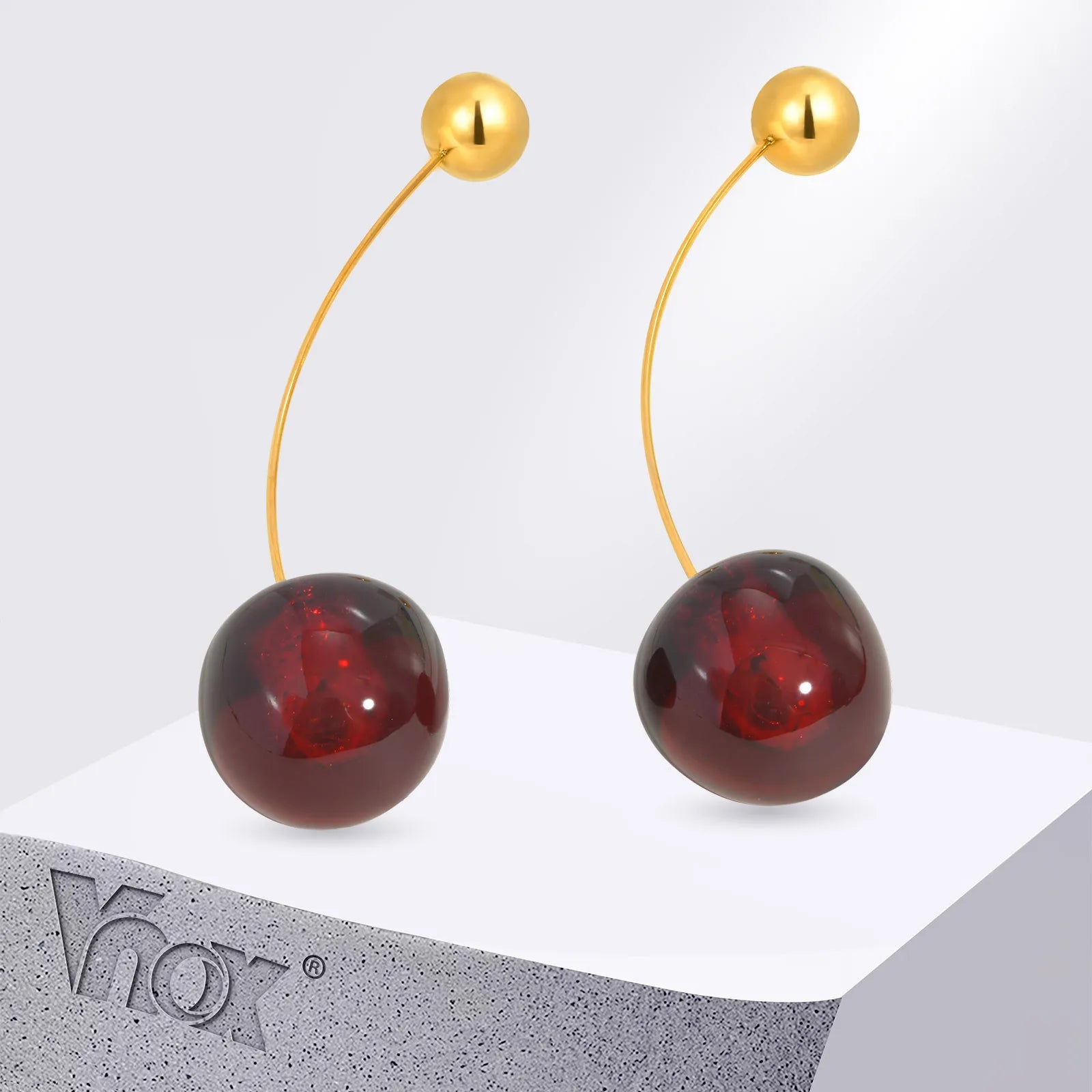 Vnox Vivid 3D Cherry Earrings, Fashion New Cute Fruit Ear Jewelry, 1 Pair Girls Trendy Accessory