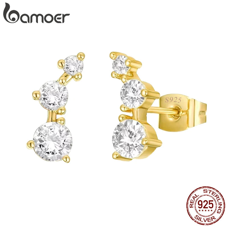 BAMOER 925 Sterling Silver Crawler Earrings CZ Arrow Ear Climber Geometric Earrings for Women Hypoallergenic Jewelry Gift