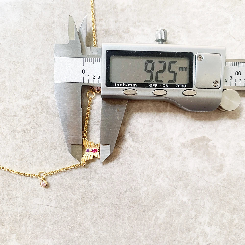 Schmetterling Gold Halskette Link Kette Feiner Schmuck Europa 925 Stering Silber 2022 Brandneu Vintage Geschenk für Frauen