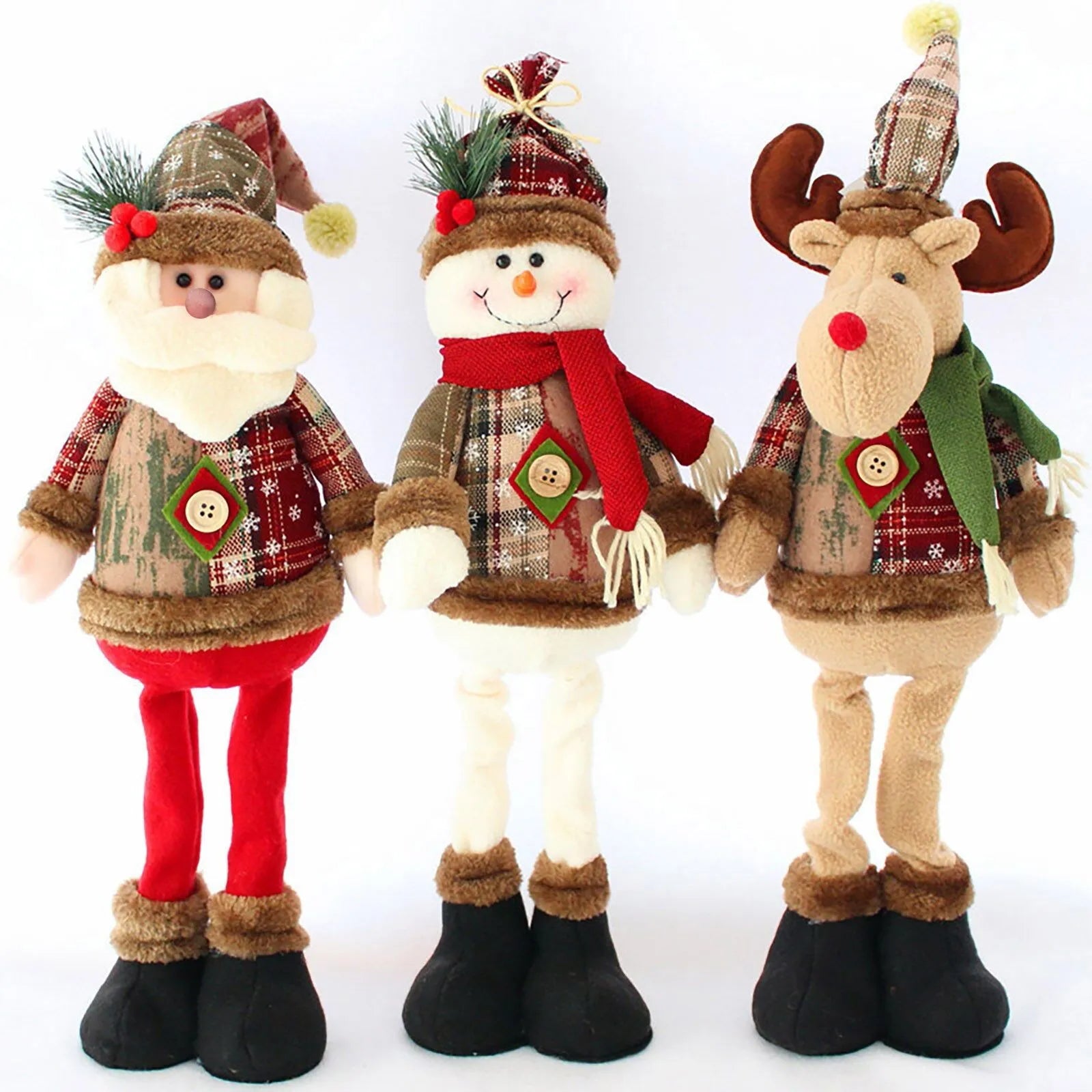 Lot de 3 figurines décoratives de Noël : renne, bonhomme de neige, Père Noël, figurines debout, décorations de Noël pour le Nouvel An. Joyeux Noël !
