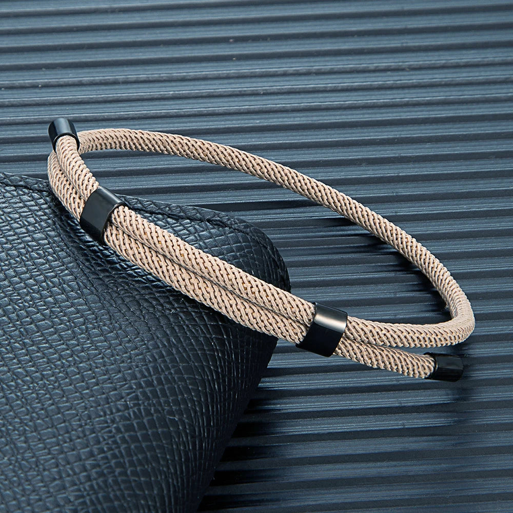 MKENDN Simple Style 3MM Men Women Adjustable Nautical Rope Bracelet Stainless Steel Buckle Accessories Waterproof Jewelry Gifts