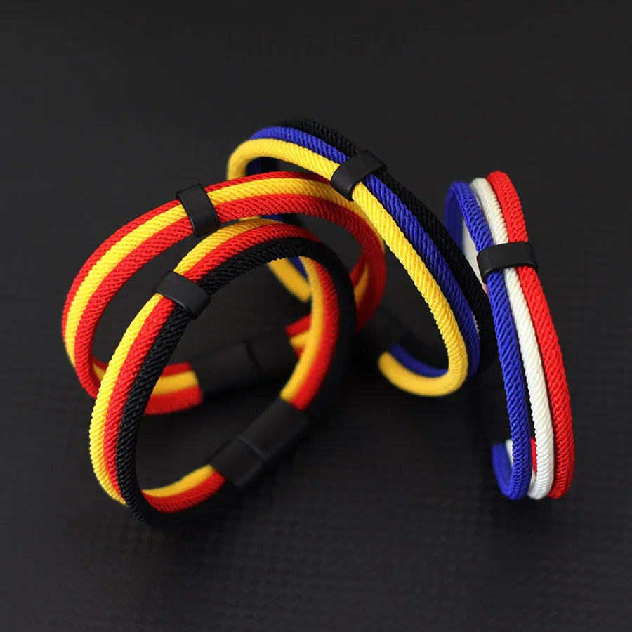Handmade National Flag Color Rope Bracelet Men Women Color&Size Can Be Customized Grade A Thread Charm Braslet Cool Riding Joias