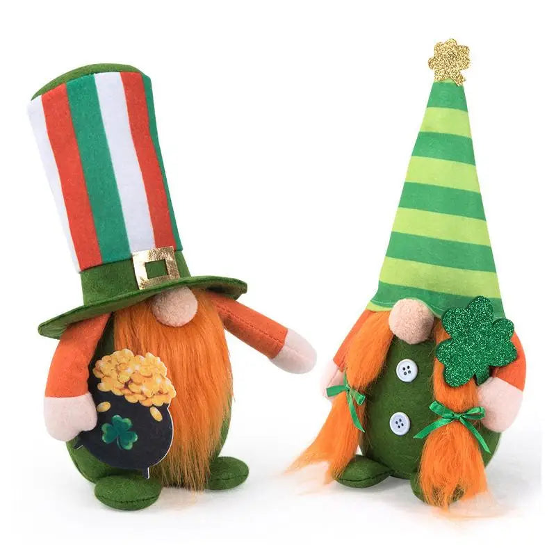 St Patricks Gnomes Plush Leprechaun Green Irish Scandinavian Nisse Green Shamrock Faceless Dwarf Leprechaun Plushie Tiered Tray