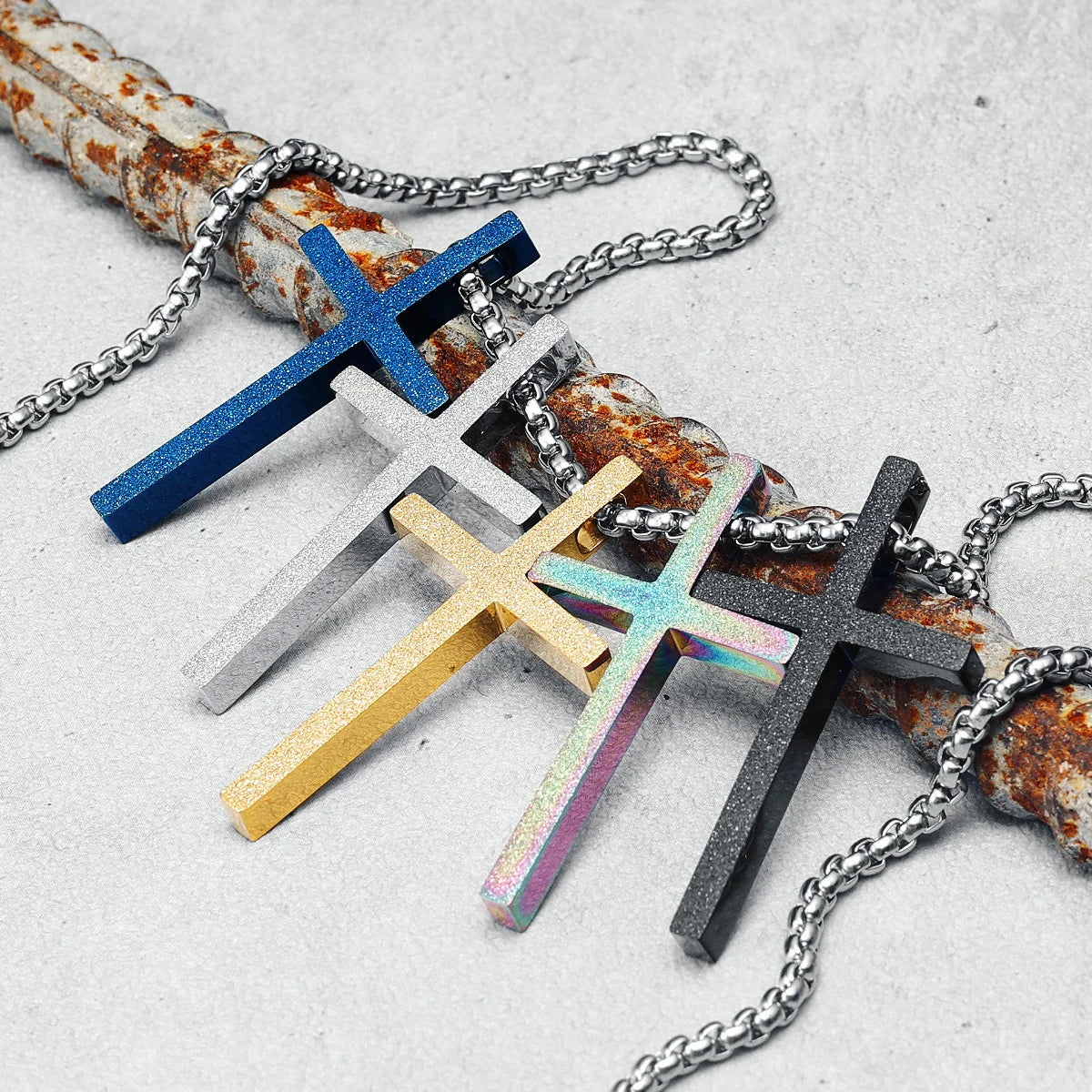 Simple Shining Cross Necklace 316L Stainless Steel Exquisite Top Quality Pendant Chain Religion Hip Hop for Friends Jewelry Gift