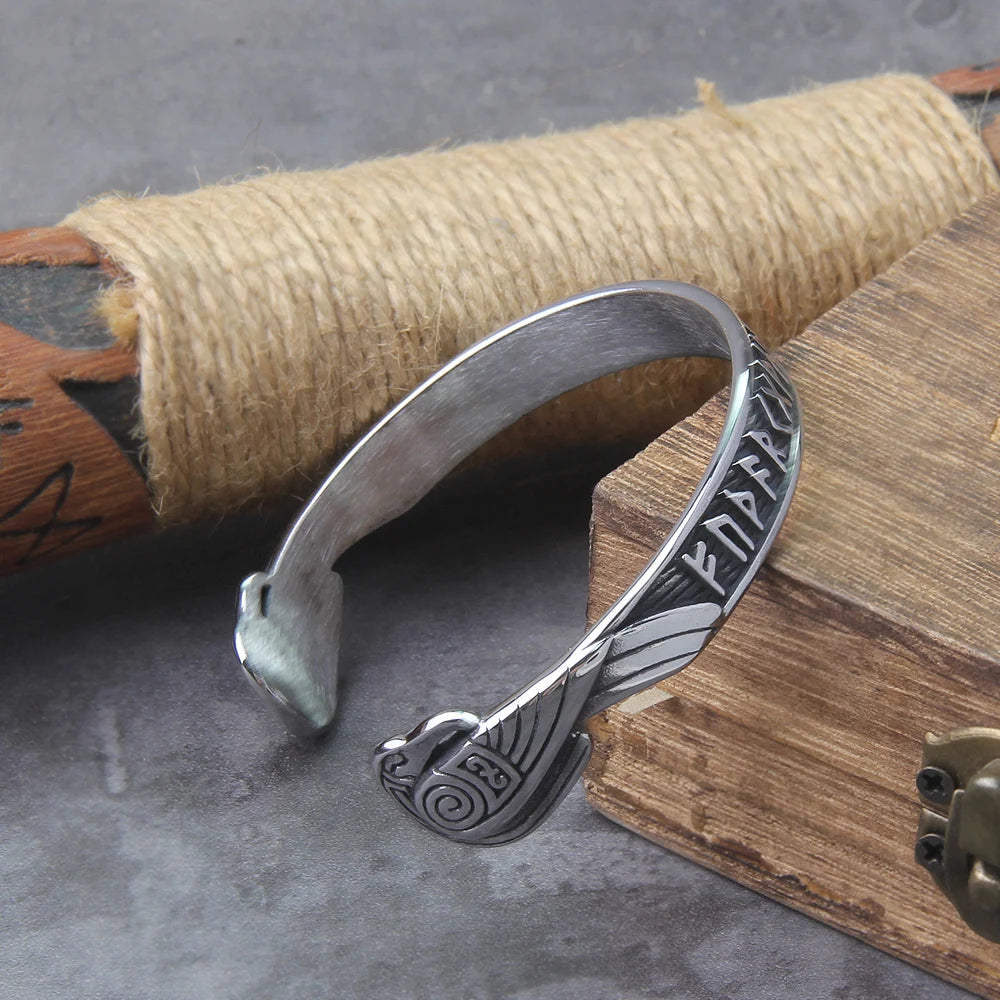 Handmade Nordic Rune Bangle Bracelet (with wooden gift box) - Madeinsea©