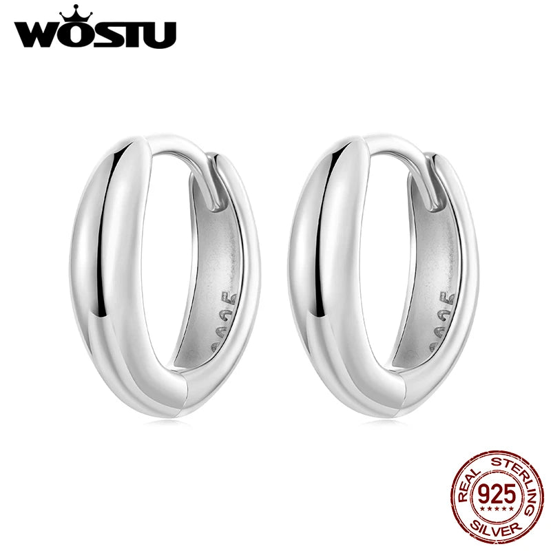 WOSTU Solid Sterling Silver Simple Circle Huggies Earrings For Women,S925 Seamless Silver Hoops Minimalist Gift Hypoallergenic