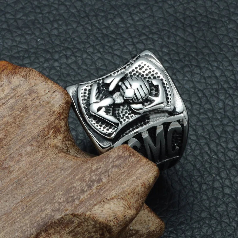 USMC Anchor Ring Stainless Steel Marine Corps Crew Jewelry European American Titanium Steel