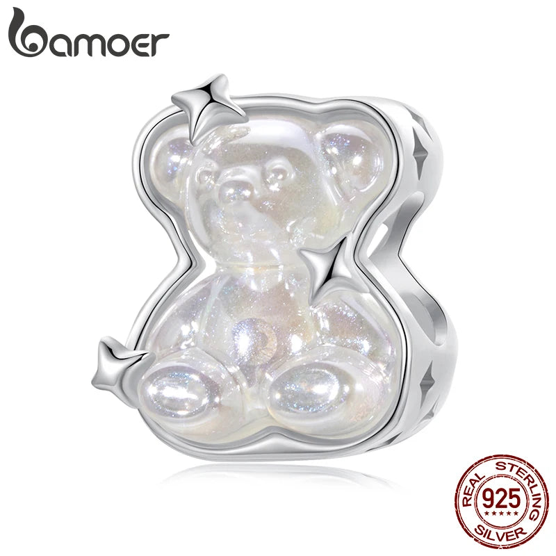 BAMOER Massiver 925 Sterling Silber Aurora Bär Charm Bead passend für Original Armband Bamoer Charm DIY Schmuck Zubehör SCC2944