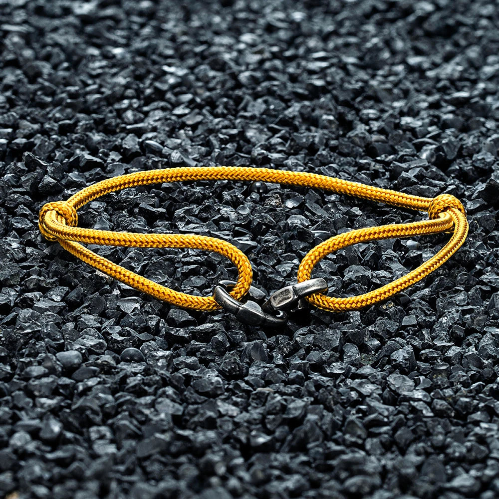 MKENDN Locomotive Vintage Oxidized Black Thorn Barbs Chain Waterproof Thin Nylon Rope Bracelet Adjustable Bracelet Mens Gifts