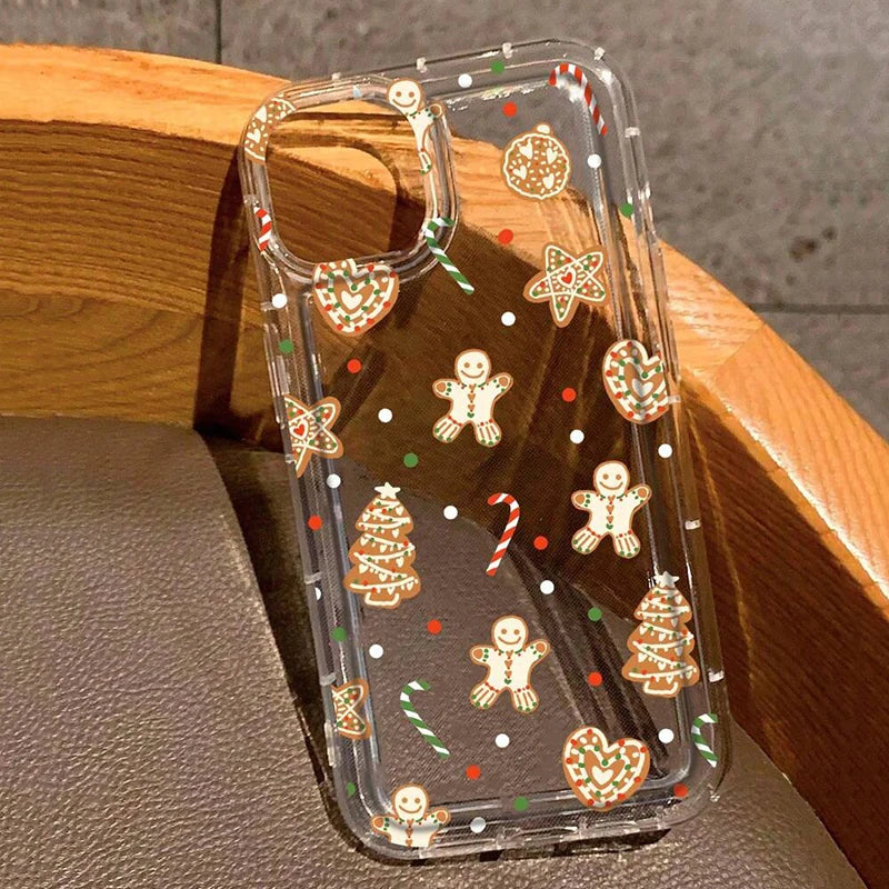 Case for Xiaomi Poco X6 F5 X3 Pro Christmas Candy Sticks and Gingerbread Print Clear Phone Cover for Poco F5 X3 X6 Pro 5G Fundas