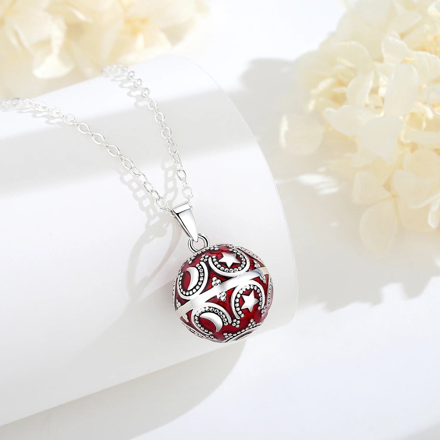 Eudora Collier Bola de Grossesse Necklace 20mm Ball Stars Moon Angel Caller Musical Bell Pendant Jewelry Gift for Pregnant Women