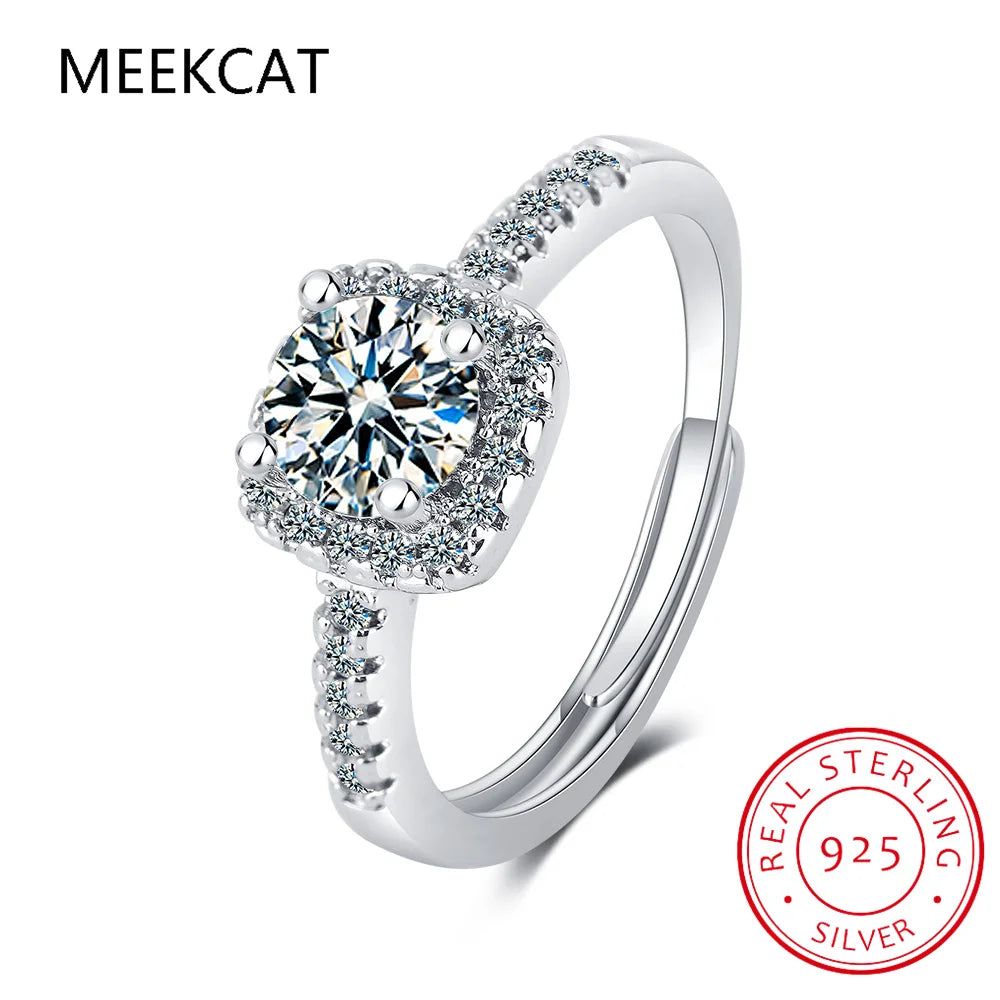 Moissanite Diamond Square Ring D Color 1CT 2CT Real 925 Sterling Silver For Women Wedding Fine Jewelry RI018