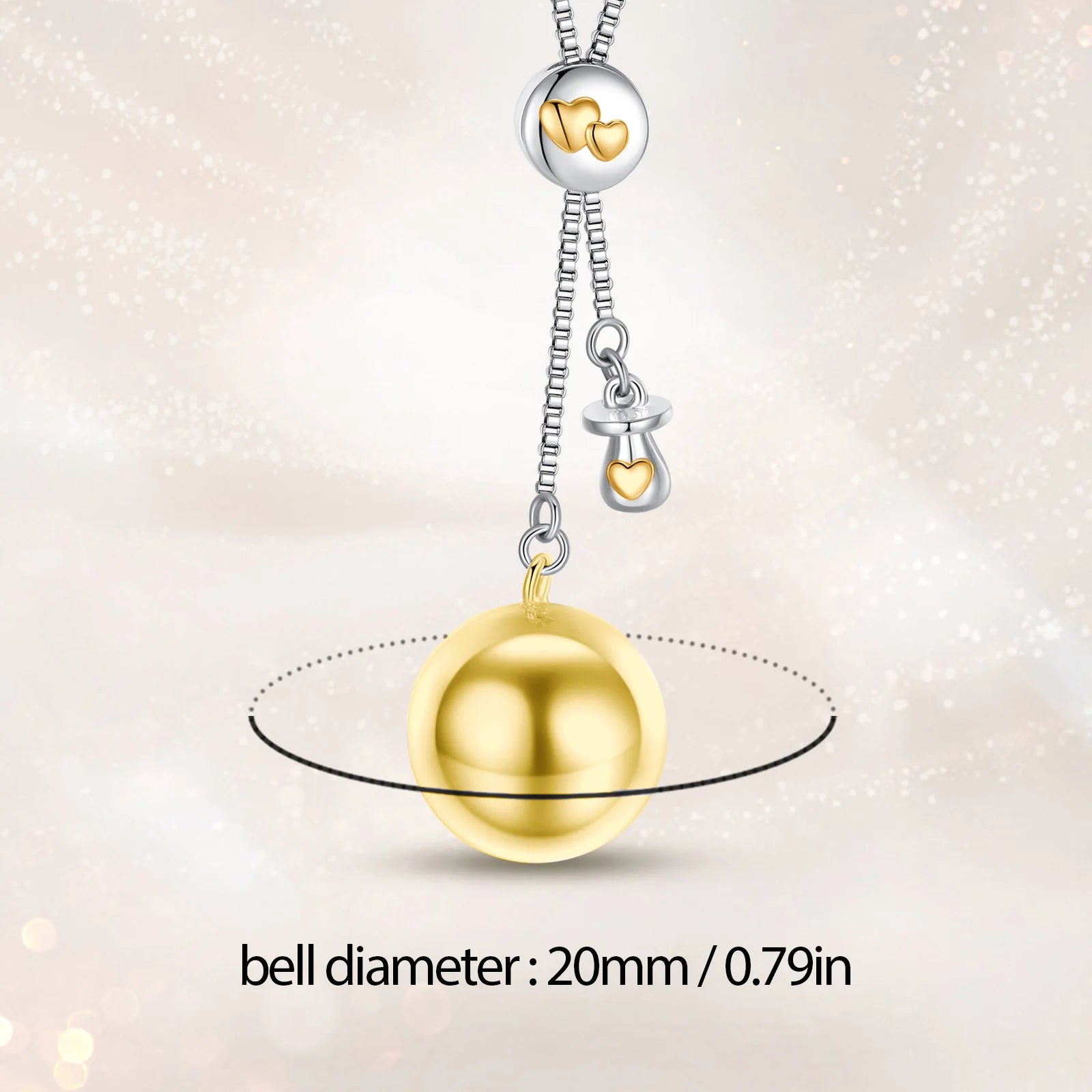 Eudora Gold-Harmony Ball Nipple Pendant Pregnancy Bola Baby Chime Ball Angel Caller Necklace Maternity Jewelry Women Gift