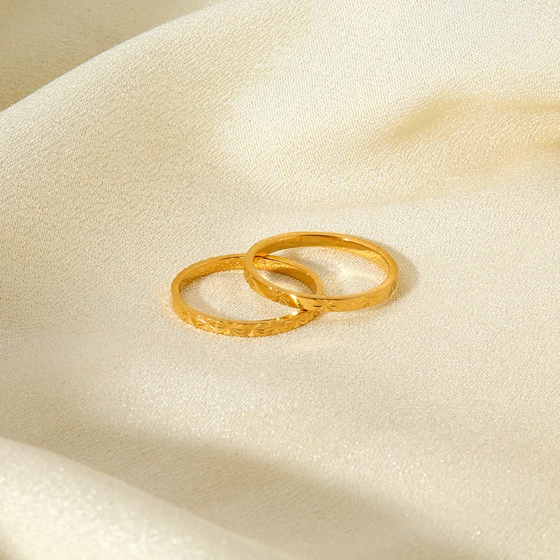 Dancy Fairy Tarnish Freen Gravé Brillant Rayons Fleur Audacieuse Bagues pour Femmes Filles Étanche Empilable Bague Bijoux Femme Fête