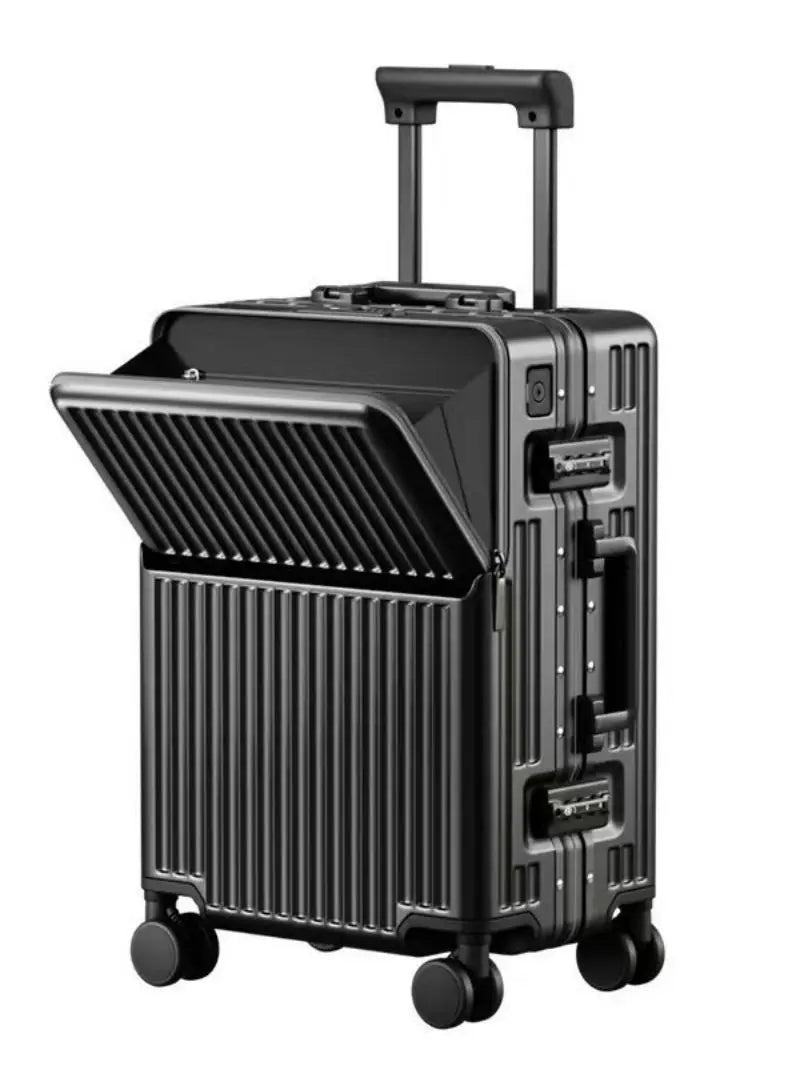 Cadre en aluminium à ouverture frontale, compartiment à bagages anti-chute de grande capacité, coffre à poignée télescopique à roues universelles de 20 pouces, coffre à bagages pour hommes de 24 pouces et